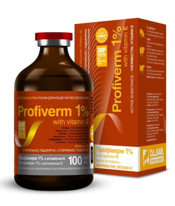 Профиверм 1% с витамином Е инъекционный 100 мл Олкар